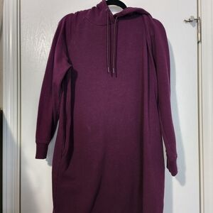Casual Burgundy Hoodie Dress